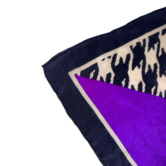 Vintage Christian Dior Silk Scarf Bold Geometric Print Stripes & Houndstooth - Picture 9 of 11